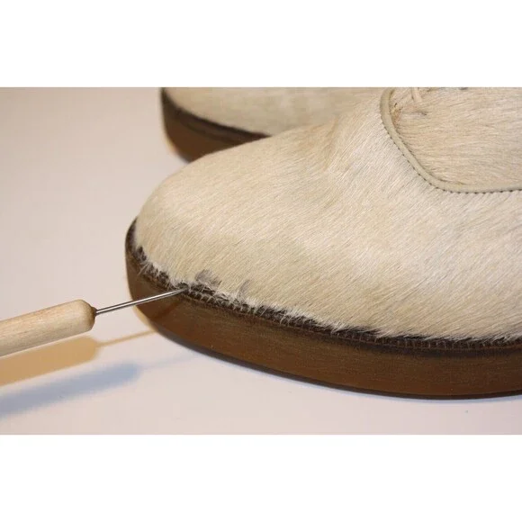 Pons Quintana Horsehair Cowhide Leather Oxford Shoes Women's sz 6 Cream Ivory - Picture 4 of 12